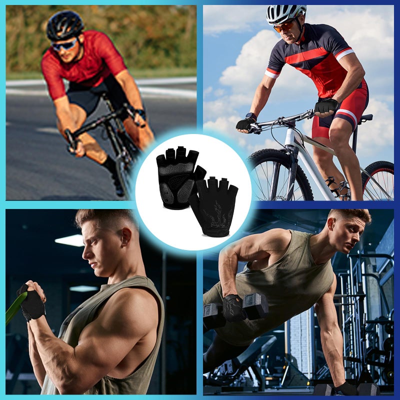 MOREOK Cycling Gloves Bike Gloves for Men/Women-[5MM Gel Pad] Half Finger Bicycle Biking Gloves for Cycling/Weight Lifting/Gym/Motorcycle/Rowing/Outdoor Sports-050-BLACK-S - Image 5